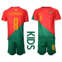 Portugalsko Bruno Fernandes #8 Domáci Detský futbalový dres MS 2022 Krátky Rukáv (+ trenírky)